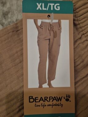 XL: BearPaw Women's Cargo Drawstring Joggers - Brown